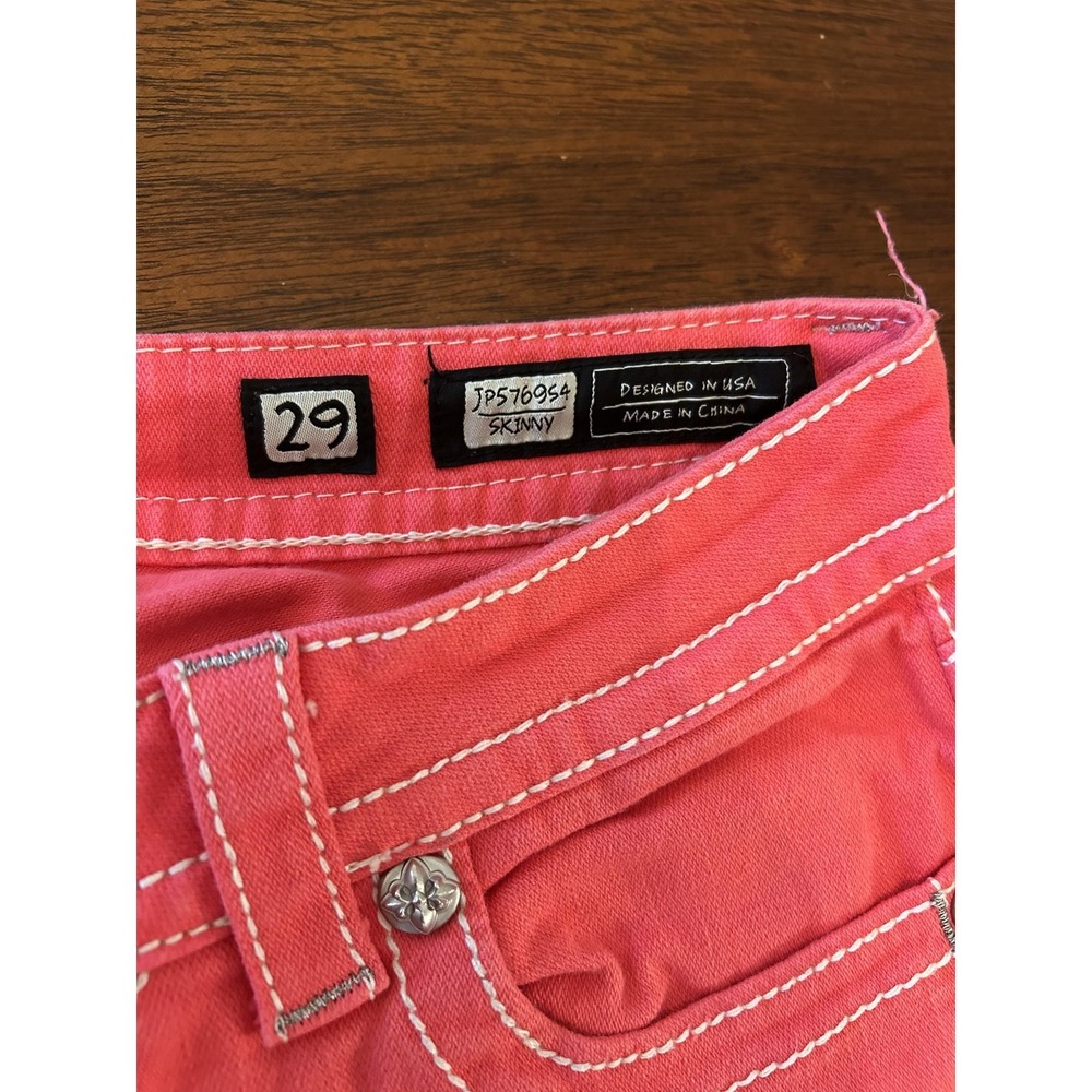 Miss Me Jeans Womens 29 Pink Skinny Stretch Denim Rhinestone Pocket JP5769S4 - Picture 5 of 12